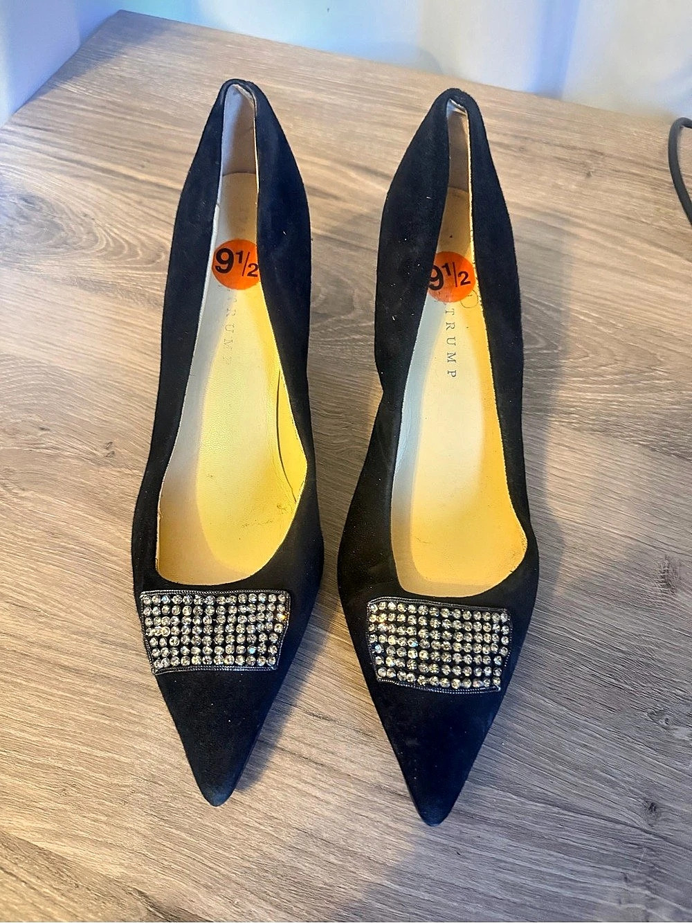 Ivanka Trump Pointed-Toe Jeweled Heels in Black US 9.5